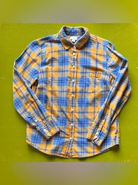 J. Crew Blue and Yellow Plaid Button-Up Shirt size small